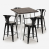set bar 4 sgabelli tavolino alto legno metallo 60x60cm bruck white Prezzo