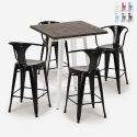 set bar 4 sgabelli tavolino alto legno metallo 60x60cm bruck white Sconti