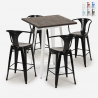 set bar 4 sgabelli tavolino alto legno metallo 60x60cm bruck white Sconti