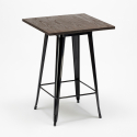 set 4 sgabelli metallo tavolino alto legno 60x60cm bruck black Acquisto