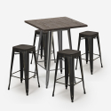 set tavolino bar alto 60x60cm 4 sgabelli legno industriale bent Sconti