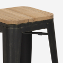 set bar industriale 4 sgabelli legno tavolino alto 60x60cm bent white Caratteristiche