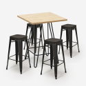set bar cucina 4 sgabelli legno tavolino alto industriale 60x60cm oudin Saldi