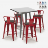 set bar cucina tavolino alto metallo 60x60cm 4 sgabelli legno buch Stock