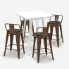 set bar 4 sgabelli tavolino industriale metallo bianco 60x60cm buch white Costo