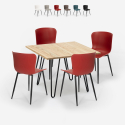 Set 4 sedie tavolo quadrato 80x80cm design industriale Claw Light Sconti