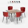 Set tavolo quadrato 80x80cm 4 sedie legno metallo stile industriale Claw Offerta