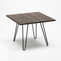 Set tavolo 80x80cm quadrato 4 sedie stile industriale metallo Claw Dark 