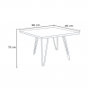 Set tavolo 80x80cm quadrato 4 sedie stile industriale metallo Claw Dark 