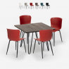 Set tavolo 80x80cm quadrato 4 sedie stile industriale metallo Claw Dark Sconti