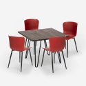 Set tavolo 80x80cm quadrato 4 sedie stile industriale metallo Claw Dark Prezzo