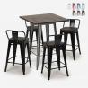 set bar industriale 4 sgabelli tavolino 60x60cm legno metallo peaky Catalogo