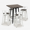 set 4 sgabelli tavolino industriale 60x60cm legno metallo peaky black Misure