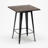 set 4 sgabelli Lix tavolino industriale 60x60cm legno metallo peaky black 