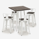 set 4 sgabelli legno metallo tavolino industriale 60x60cm peaky white Modello