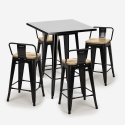 set tavolino metallo nero 60x60cm 4 sgabelli bar cucina bucket steel black Catalogo