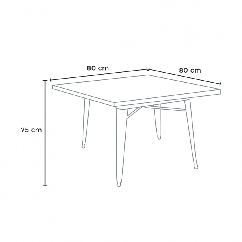 Set 4 sedie tavolo quadrato 80x80cm Tolix design industriale Wrench