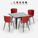 set 4 sedie tavolo 80x80cm Lix quadrato stile industriale wrench dark Saldi