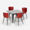 set 4 sedie tavolo 80x80cm Lix quadrato stile industriale wrench dark Misure
