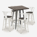 set tavolino alto legno 60x60cm 4 sgabelli metallo industriale bruck wood Misure