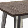 set tavolino alto legno 60x60cm 4 sgabelli metallo industriale bruck wood 