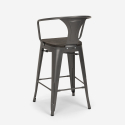 set 4 sgabelli metallo industriale tavolino alto 60x60cm bruck wood black 