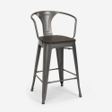 set 4 sgabelli metallo industriale tavolino alto 60x60cm bruck wood black 