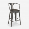set 4 sgabelli metallo industriale tavolino alto 60x60cm bruck wood black 