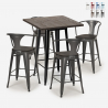 set 4 sgabelli metallo industriale tavolino alto 60x60cm bruck wood black Catalogo