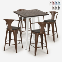 set 4 sgabelli bar tavolino 60x60cm legno metallo bruck wood white Sconti
