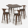 set 4 sgabelli bar tavolino 60x60cm legno metallo bruck wood white Costo