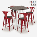 set 4 sgabelli bar tavolino 60x60cm legno metallo bruck wood white Stock