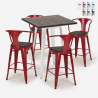 set 4 sgabelli bar tavolino 60x60cm legno metallo bruck wood white Stock