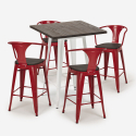 set 4 sgabelli bar tavolino 60x60cm legno metallo bruck wood white 