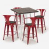 set 4 sgabelli bar tavolino 60x60cm legno metallo bruck wood white 
