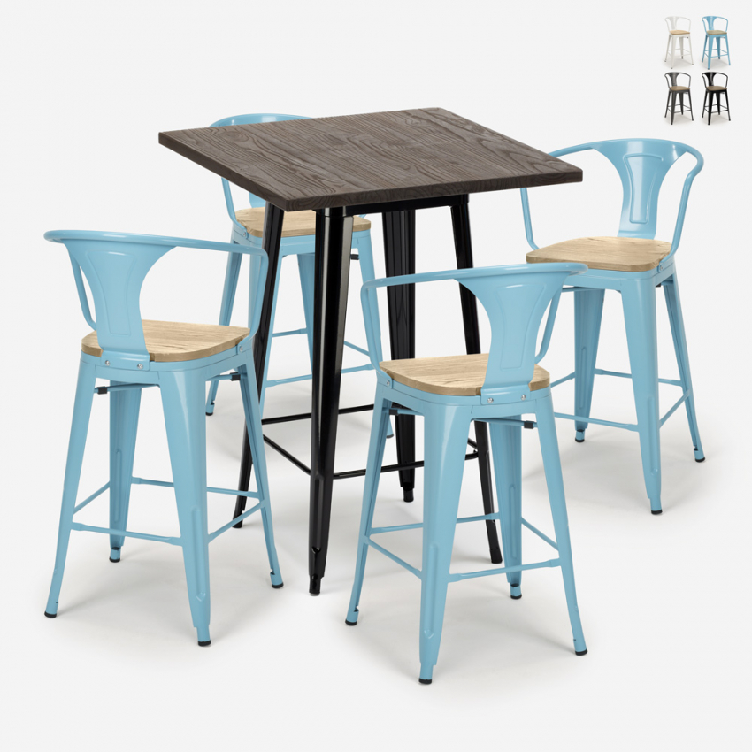 set cucina 4 sgabelli tavolino alto bar 60x60cm bruck black top light Offerta set cucina 4 sgabelli tavolino alto bar 60x60cm bruck black top light Offerta