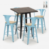 set cucina 4 sgabelli tavolino alto bar 60x60cm bruck black top light Offerta