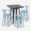 set cucina 4 sgabelli tavolino alto bar 60x60cm bruck black top light Scelta