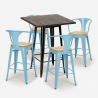set cucina 4 sgabelli tavolino alto bar 60x60cm bruck black top light Scelta