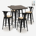 set cucina 4 sgabelli tavolino alto bar 60x60cm bruck black top light Promozione