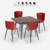 set tavolo quadrato 80x80cm Lix design industriale 4 sedie anvil Sconti