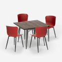 set tavolo quadrato 80x80cm Lix design industriale 4 sedie anvil Prezzo