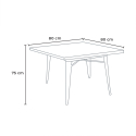 set tavolo quadrato 80x80cm Lix design industriale 4 sedie anvil 