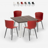 set 4 sedie tavolo quadrato 80x80cm legno metallo anvil light Saldi