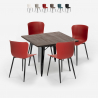 set tavolo quadrato 80x80cm Lix 4 sedie stile industriale anvil dark Saldi