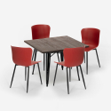 set tavolo quadrato 80x80cm Lix 4 sedie stile industriale anvil dark Misure