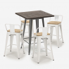 set industriale 4 sgabelli tavolino bar 60x60cm legno metallo rough Scelta