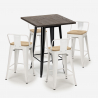 set 4 sgabelli tavolino industriale bar 60x60cm legno metallo rough black Scelta