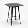 set 4 sgabelli tavolino industriale bar 60x60cm legno metallo rough black 