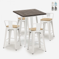 set tavolo bar 60x60cm design industriale Lix 4 sgabelli rough white Promozione